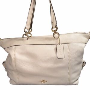 Coach Lenox satchel chalk/cream Ivory Leather Shoulder Bag with matching hangtag